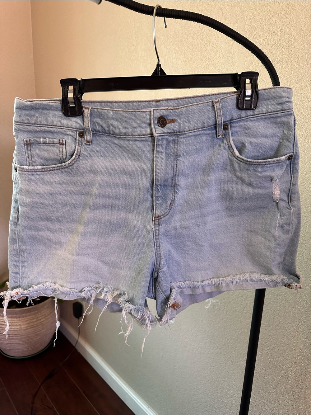 LOFT Light Wash Distressed Denim Cutoff Shorts